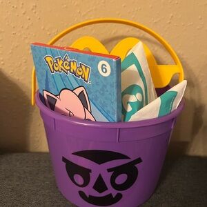 Purple Halloween Bucket with Pokémon Book